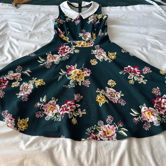 SMAK Parlour Women's Sleeveless Babydoll Collared Floral Print Dress Y2K Green S - Picture 11 of 14